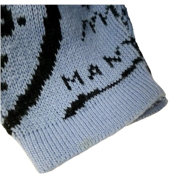 Gitano Knit Love Vtg Blue Black Doodle Print Sweater Sz S Casual Fall Graffiti - Picture 6 of 6
